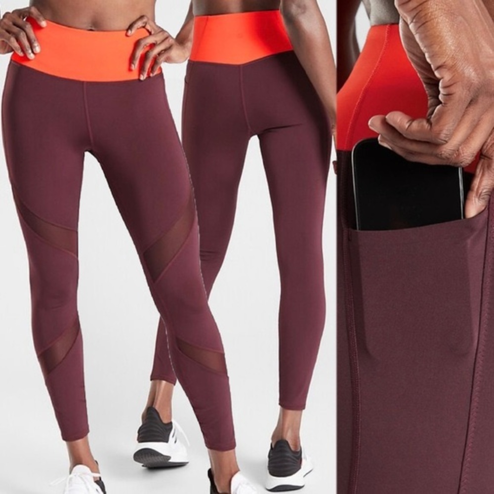 Athleta tenacity 7/8 tight size small burgundy/orange